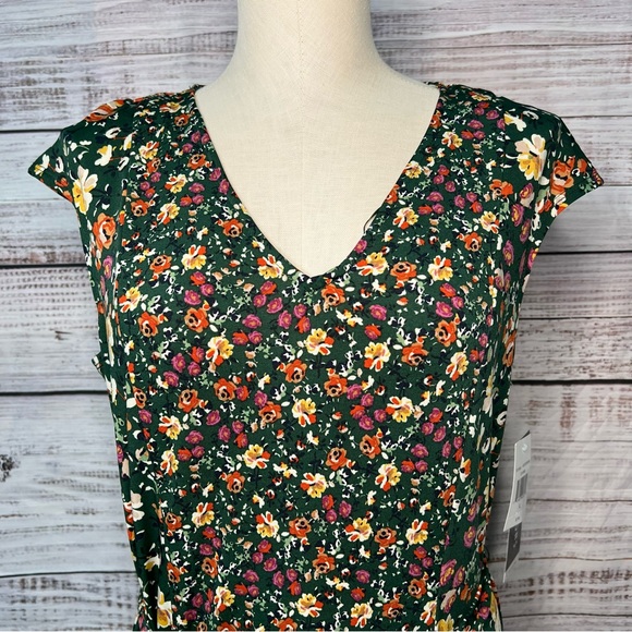 Perceptions New York Large Green Floral Midi Dress NEW - Picture 8 of 12